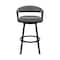 Armen Living Bronson 29" Bar Height Swivel Bar Stool in Black Finish and Gray Faux Leather 721535761890 - alternate 3